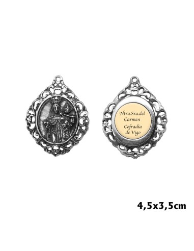 Medallon Metal Oval Virgen Del Carmen Con Trasera Para Personalizar