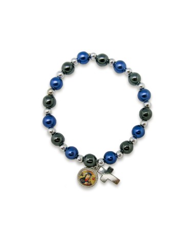 Pulsera Elastica Ematite Y Azul 8Mm...