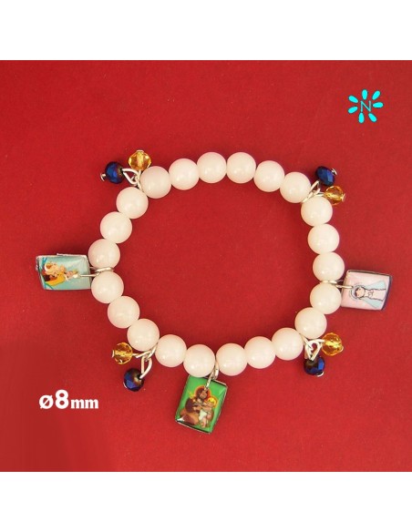 Pulsera Infantil Elastica Plastico Colores Surtidos Con Escapularios