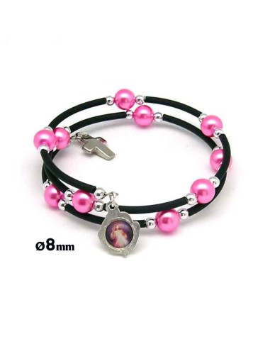 Pulsera Espiral Perla Fucsia 8Mm Y...
