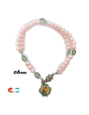 Pulsera Rosario Cristal Liso Rosa 5Mm...