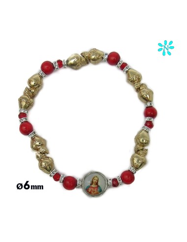 Pulsera Elastica Corazones Dorados...