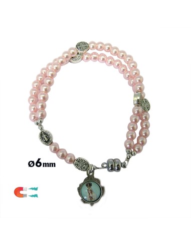 Pulsera Rosario Cristal Liso Rosa 5Mm...