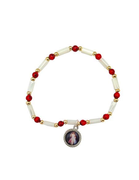 Pulsera Elastica Tubos Nacar Con Piedras 5Mm 3 Colores Surtidos