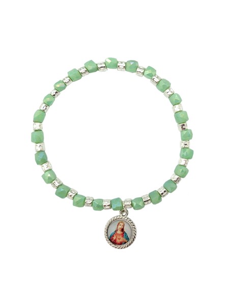 Pulsera Elastica Cristal Opaco 6Mm Con Discos En 3 Colores Surtidos