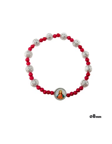 Pulsera Elastica Cuentas Rojas Con...