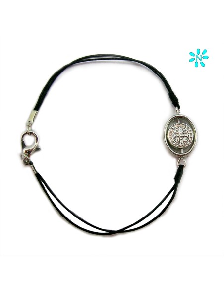 Pulsera San Benito Cordon Fino Rojo Centro Giratorio