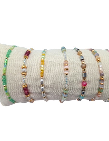 Pulsera Acero Dorada con Cristales Colores Surtidos