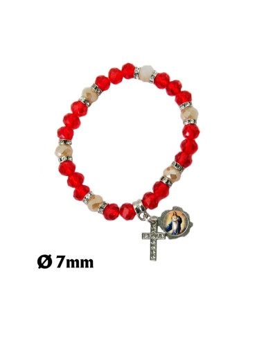 Pulsera Elastica Strass Roja Y Blanca...