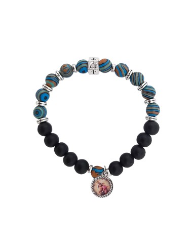 Pulsera Piedras Color Etnico Azul Y...