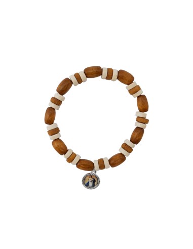 Pulsera Madera Clara Oval Elastica...