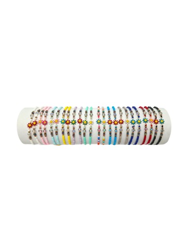 Pulsera Cuerda Bolitas Mini Con Flor...