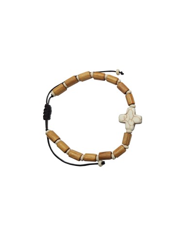 Pulsera Cuerda Madera Clara Tubos...