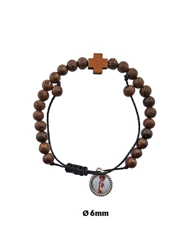 Pulsera Cuerda Madera oscura rayada...