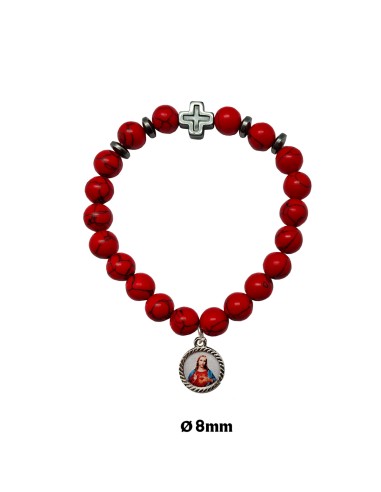 Pulsera Elastica cristal rojo y...
