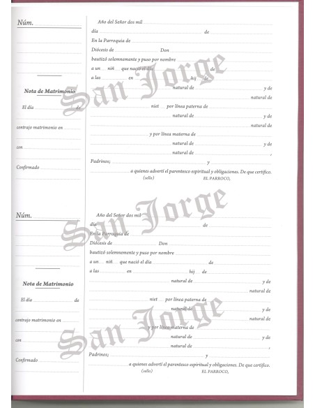 Libro Registro Bautismo