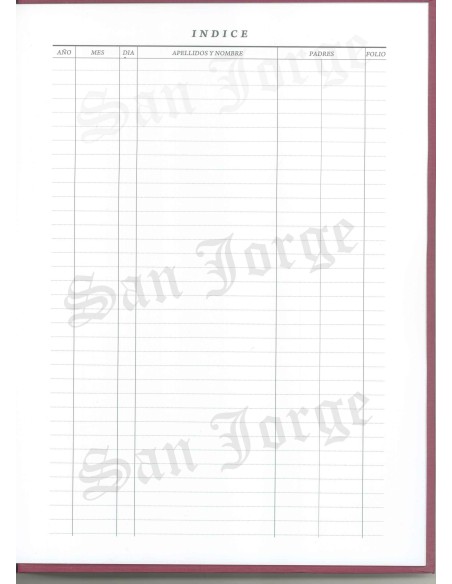 Libro Registro Bautismo