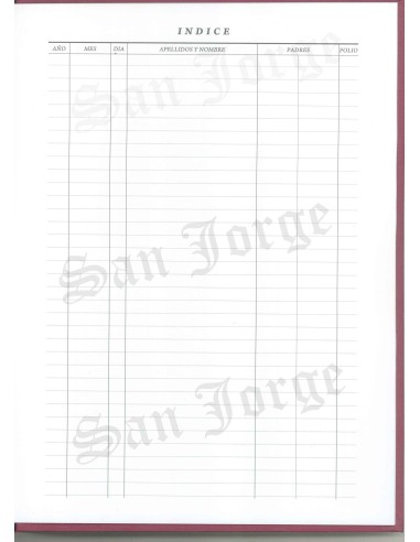 Libro Registro Bautismo