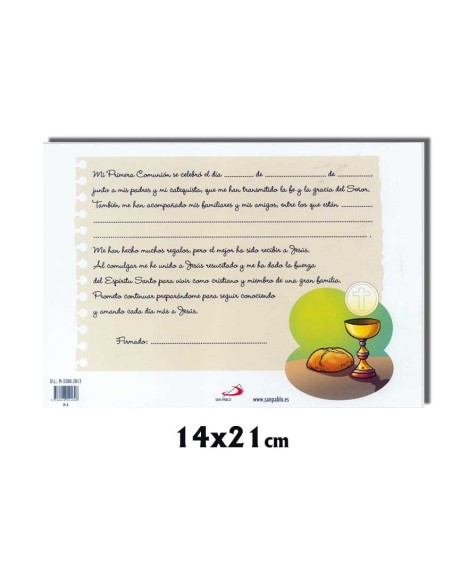 Lamina Doble Recuerdo Primera Comunion Modelo 4 Amaos Unos A Otros